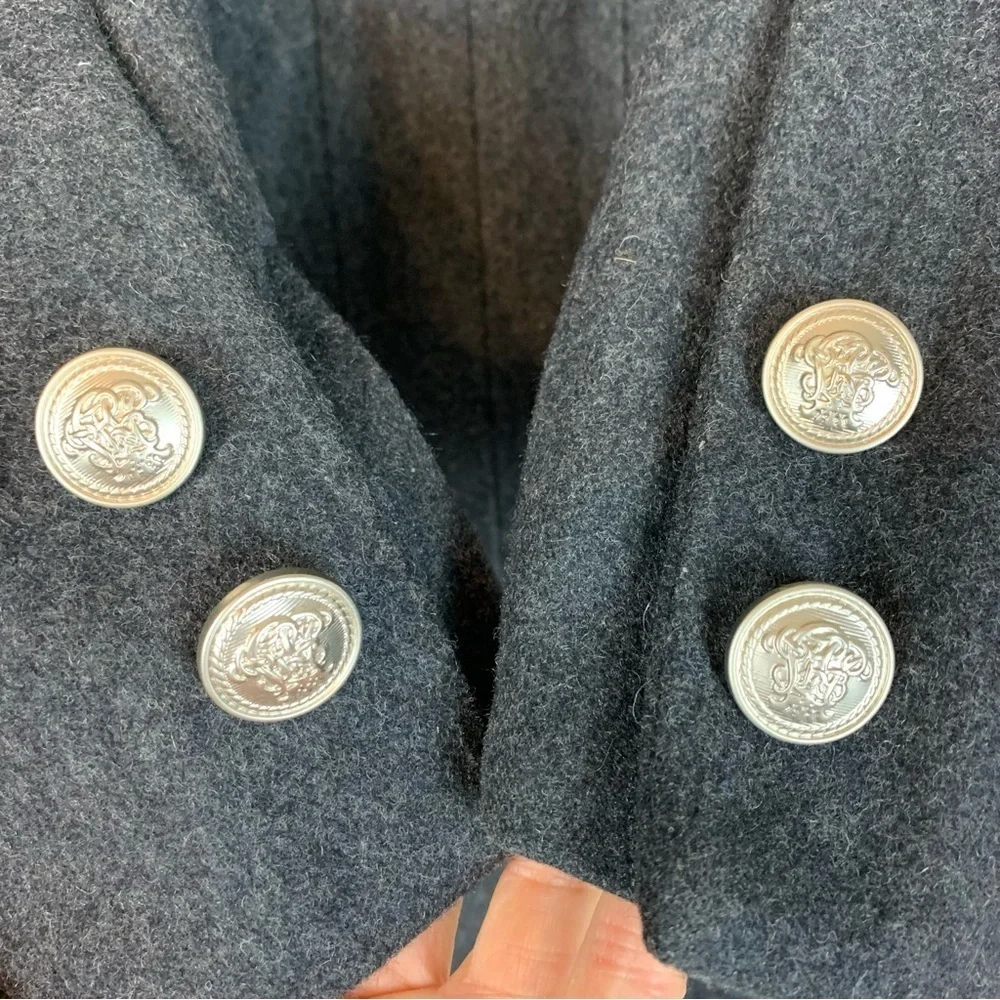 Laundry by Shelli Segal Grey Double Breasted Pea Coat - Sz 2 - Picture 5 of 10